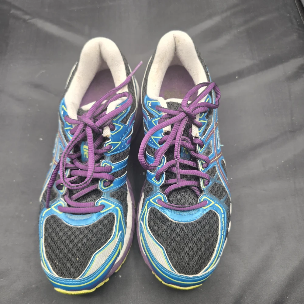 Asics Black and Blue Athletic Shoes‎ with Breathable Mesh and Supportive Design
